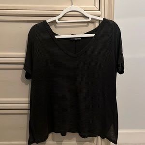 Dark grey and black striped short sleeve top